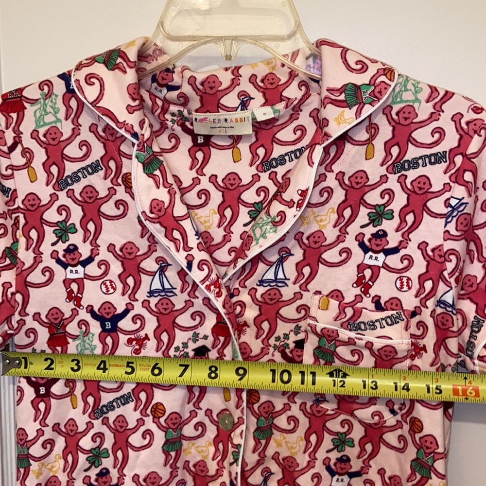 New ROLLER RABBIT PINK BOSTON MONKEYS POLO PAJAMAS TOP SZ MED PREPPY COTTON PJ - Picture 13 of 16